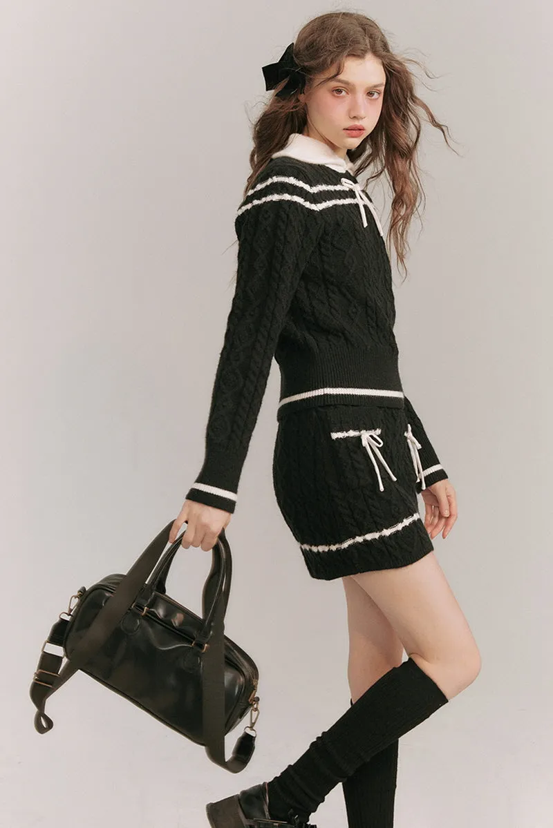 Academy Style Twisted Knit Sweater / Skirt
