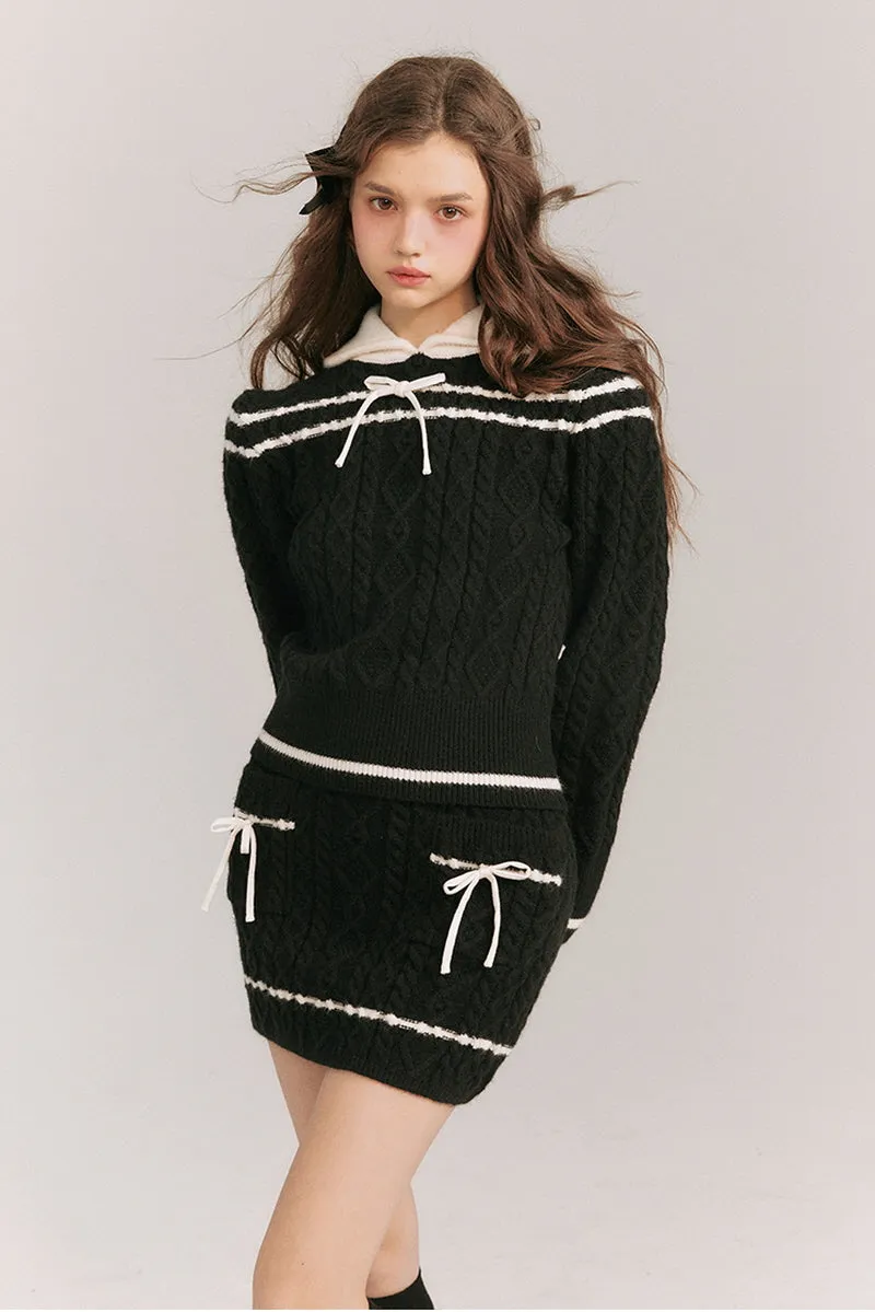 Academy Style Twisted Knit Sweater / Skirt
