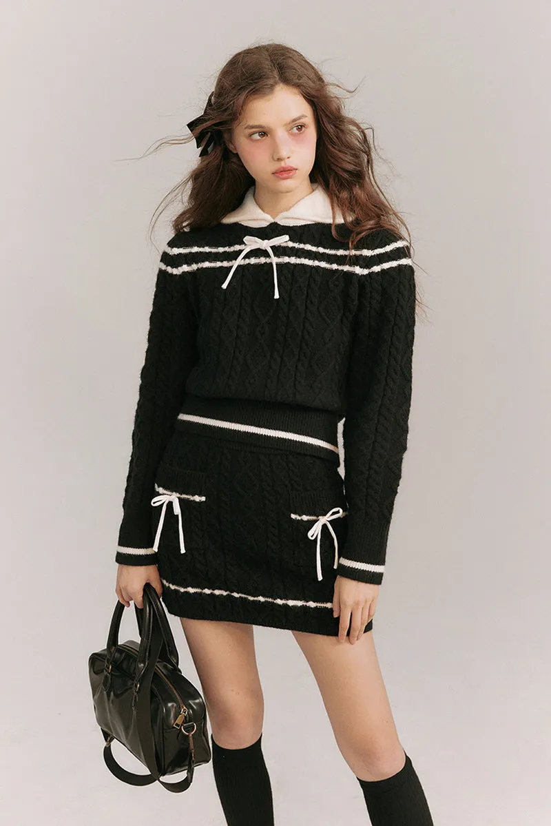 Academy Style Twisted Knit Sweater / Skirt