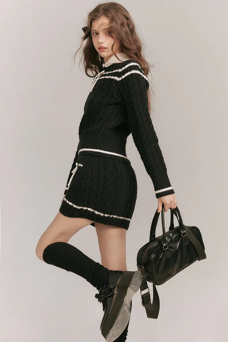 Academy Style Twisted Knit Sweater / Skirt