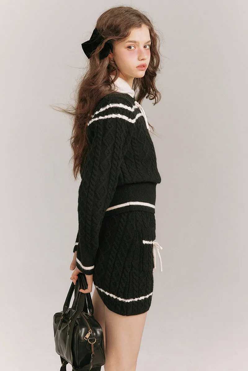 Academy Style Twisted Knit Sweater / Skirt