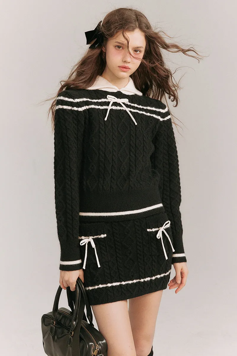 Academy Style Twisted Knit Sweater / Skirt