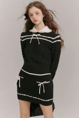 Academy Style Twisted Knit Sweater / Skirt