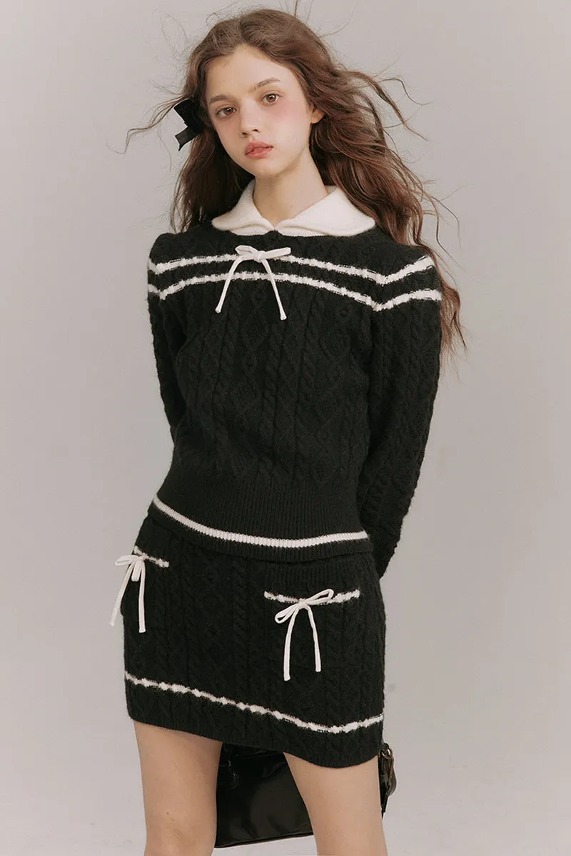 Academy Style Twisted Knit Sweater / Skirt