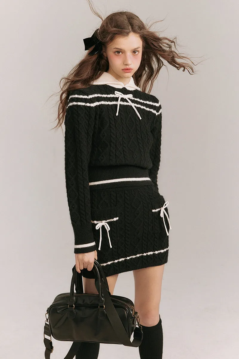 Academy Style Twisted Knit Sweater / Skirt