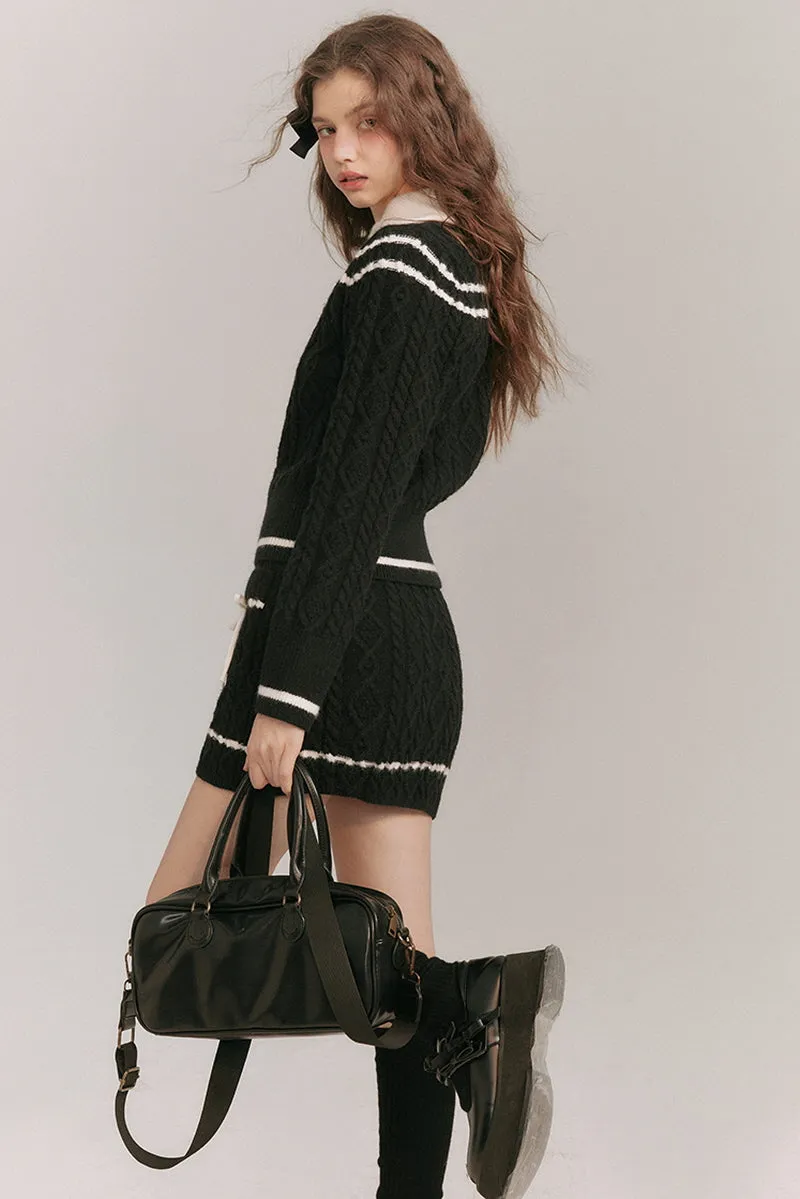 Academy Style Twisted Knit Sweater / Skirt