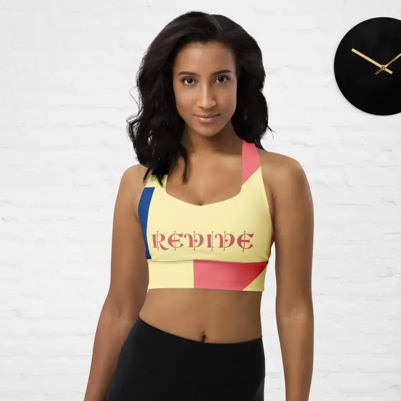 Activewear Longline Sports Bra in Abstract Print