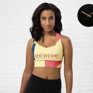 Activewear Longline Sports Bra in Abstract Print