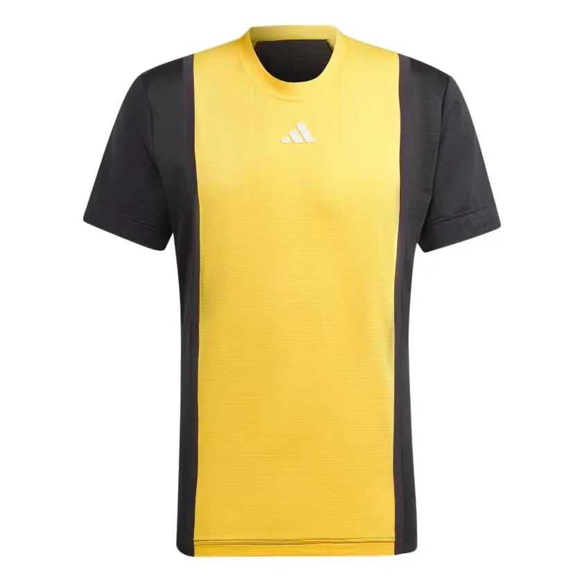 adidas Mens Pro Freelift 3D Badminton T-Shirt - Spark Yellow / Black