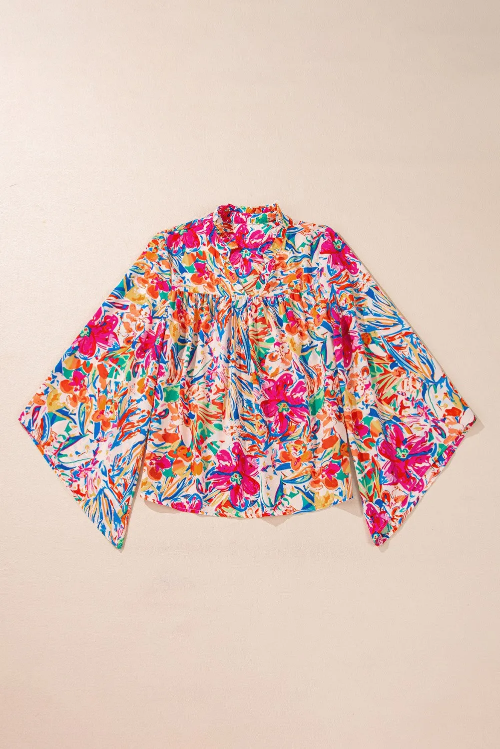 Adler Multicolor Floral Print Bell Sleeve Top