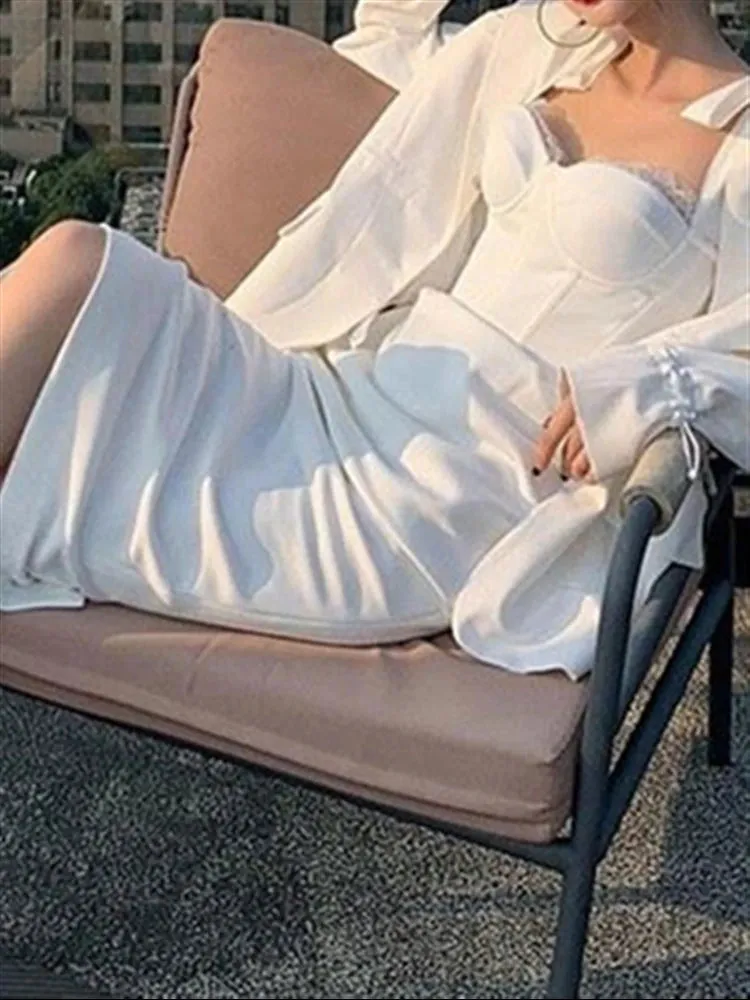 Advbridge  Summer Boho Lace Runway Solid White Dress Sexy Embroidery Sleeveless Party Backless Beach Dresses Sundress Women Woman Robe