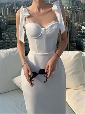 Advbridge  Summer Boho Lace Runway Solid White Dress Sexy Embroidery Sleeveless Party Backless Beach Dresses Sundress Women Woman Robe