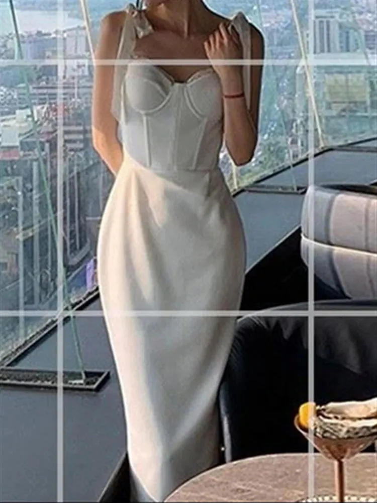Advbridge  Summer Boho Lace Runway Solid White Dress Sexy Embroidery Sleeveless Party Backless Beach Dresses Sundress Women Woman Robe