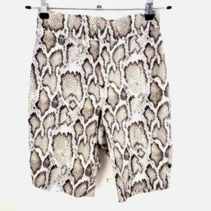 AFRM Snakeskin Print Bike Shorts Hook &amp; Eye Closure Tan Brown Beige Size XS