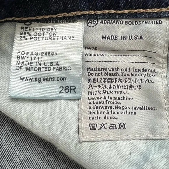 AG Adriano Goldschmied Jeans Womens 26 R Blue Denim The Stilt Cigarette …