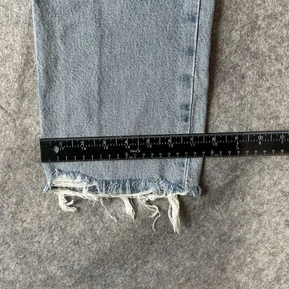 Agolde Jeans 31 Blue Riley Crop High Rise Straight Button Fly Light Wash Denim