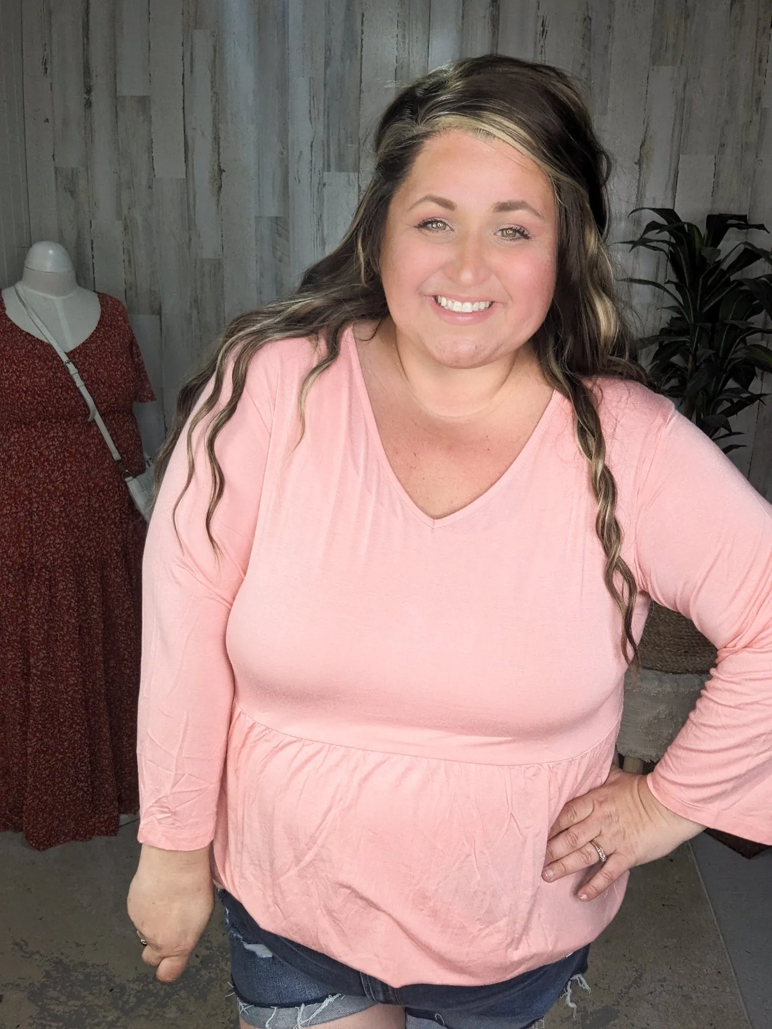 Ainsley Mini Ruffle Tee in 3/4 Sleeve Colorful  Solids