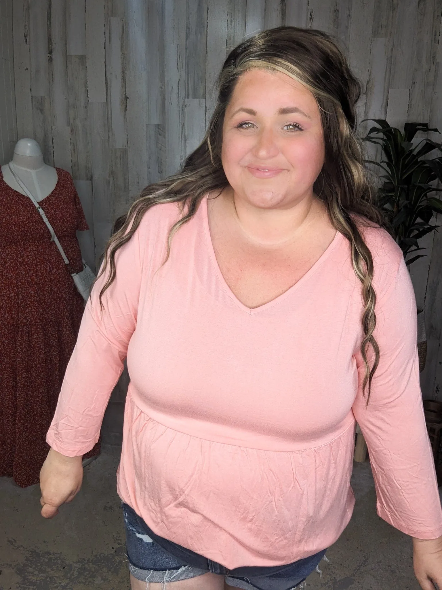 Ainsley Mini Ruffle Tee in 3/4 Sleeve Colorful  Solids