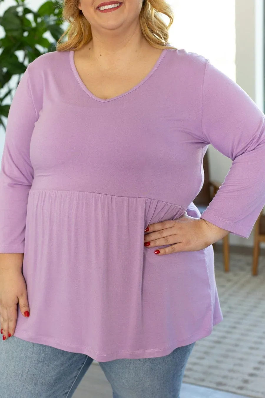Ainsley Mini Ruffle Tee in 3/4 Sleeve Colorful  Solids