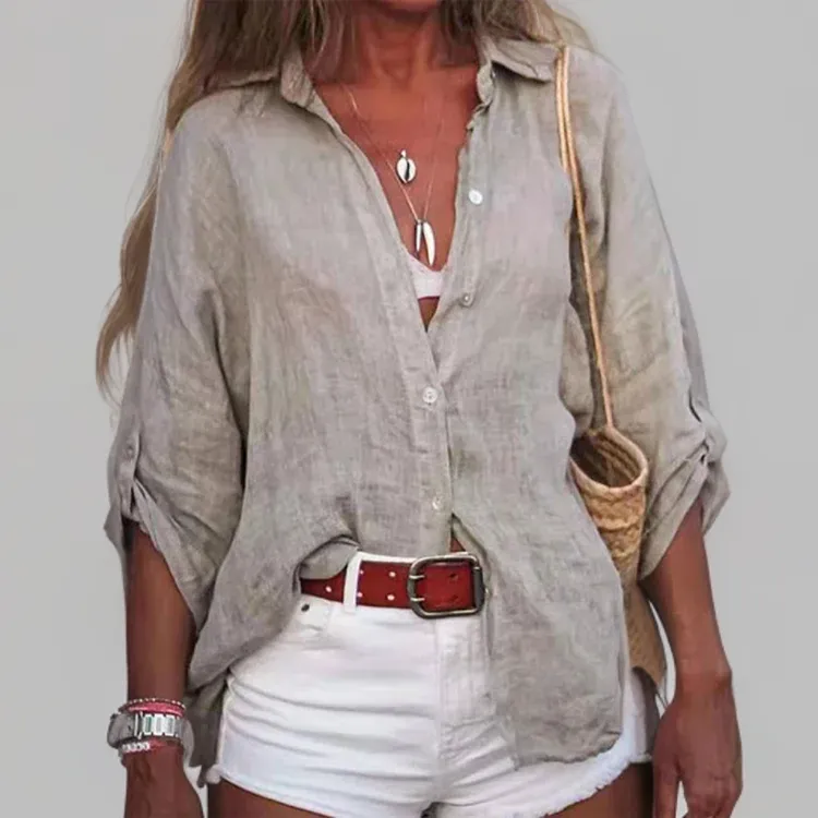 Alita┃ Classic Solid Linen Tops