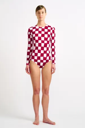 Alliyah Red Checkerboard Print Swimsuit