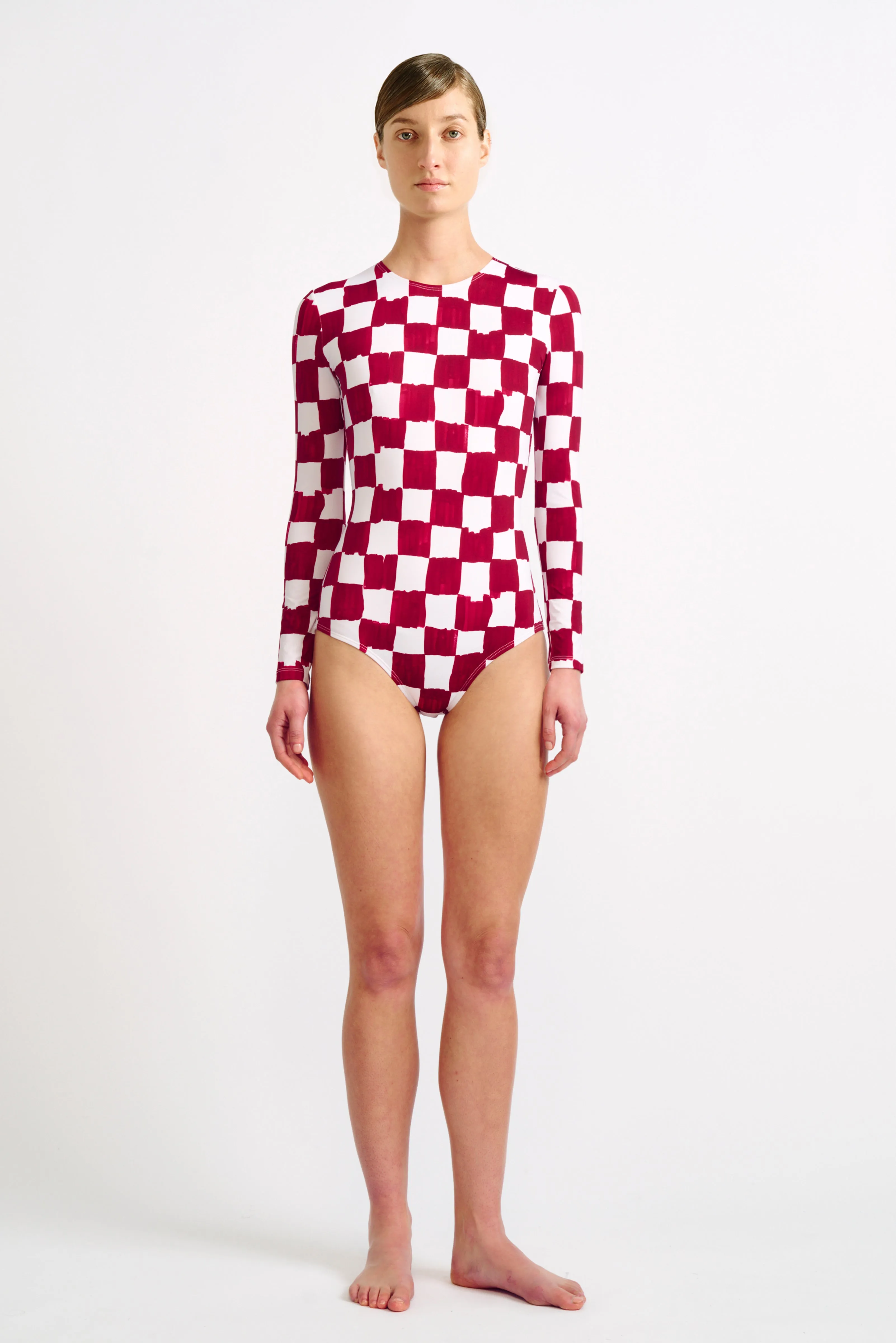 Alliyah Red Checkerboard Print Swimsuit
