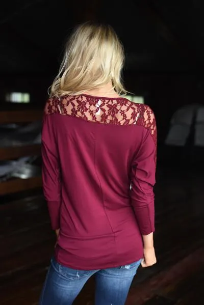 America's Sweetheart Lace Top ~ Burgundy