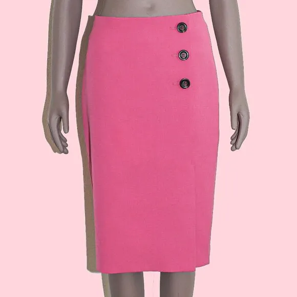 Ann Taylor Pink Pencil Skirt High-Waisted Slim Fit Skirt Womens Chic Office Wear