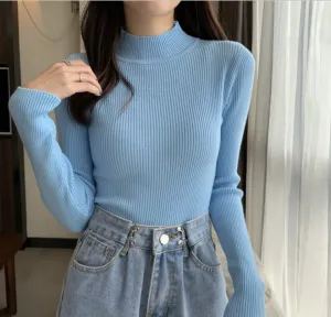 Aqua High Neck Flat Knit Top