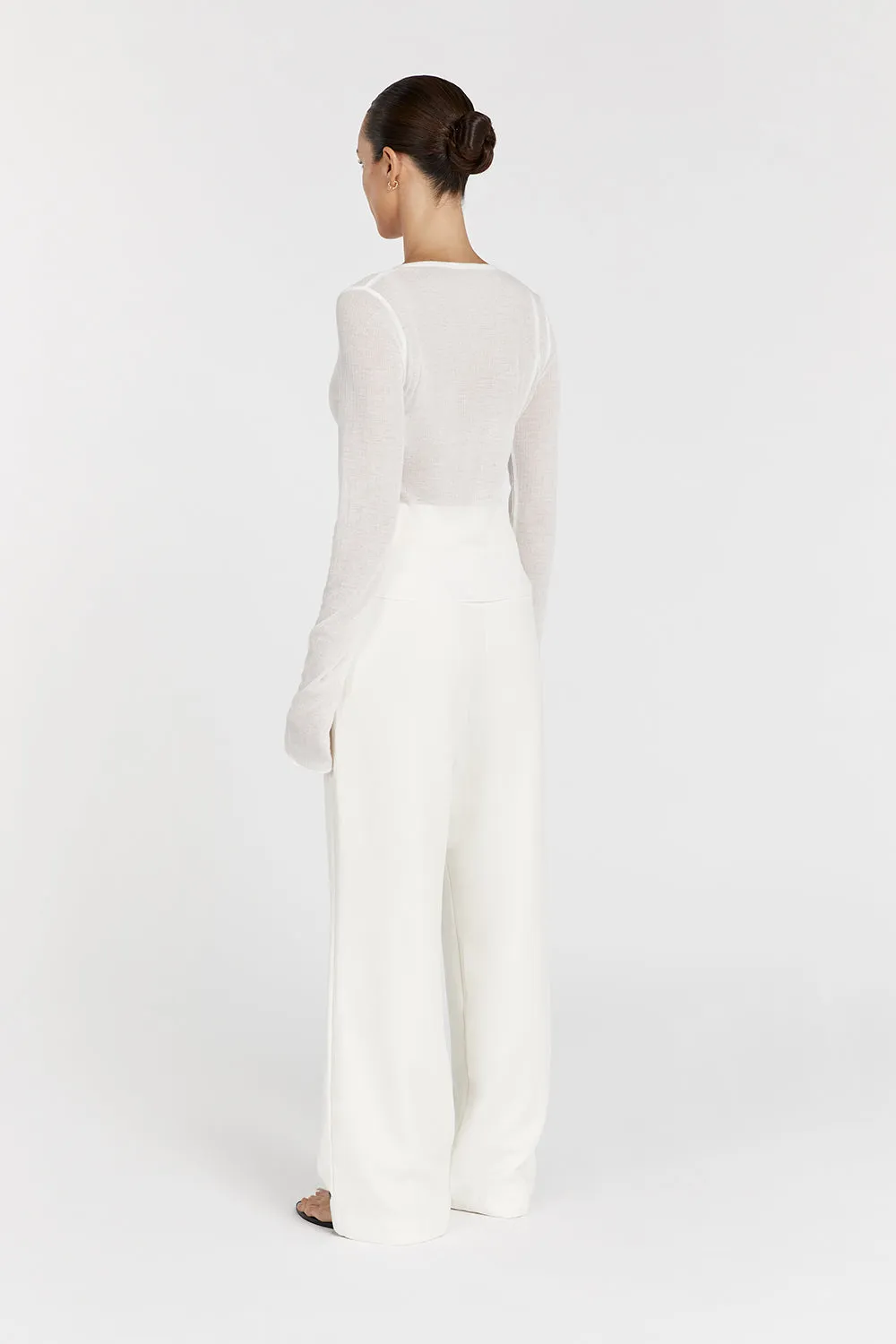 ARDEN OFF WHITE LONG SLEEVE KNIT TOP