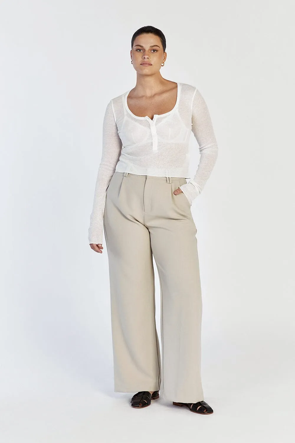 ARDEN OFF WHITE LONG SLEEVE KNIT TOP