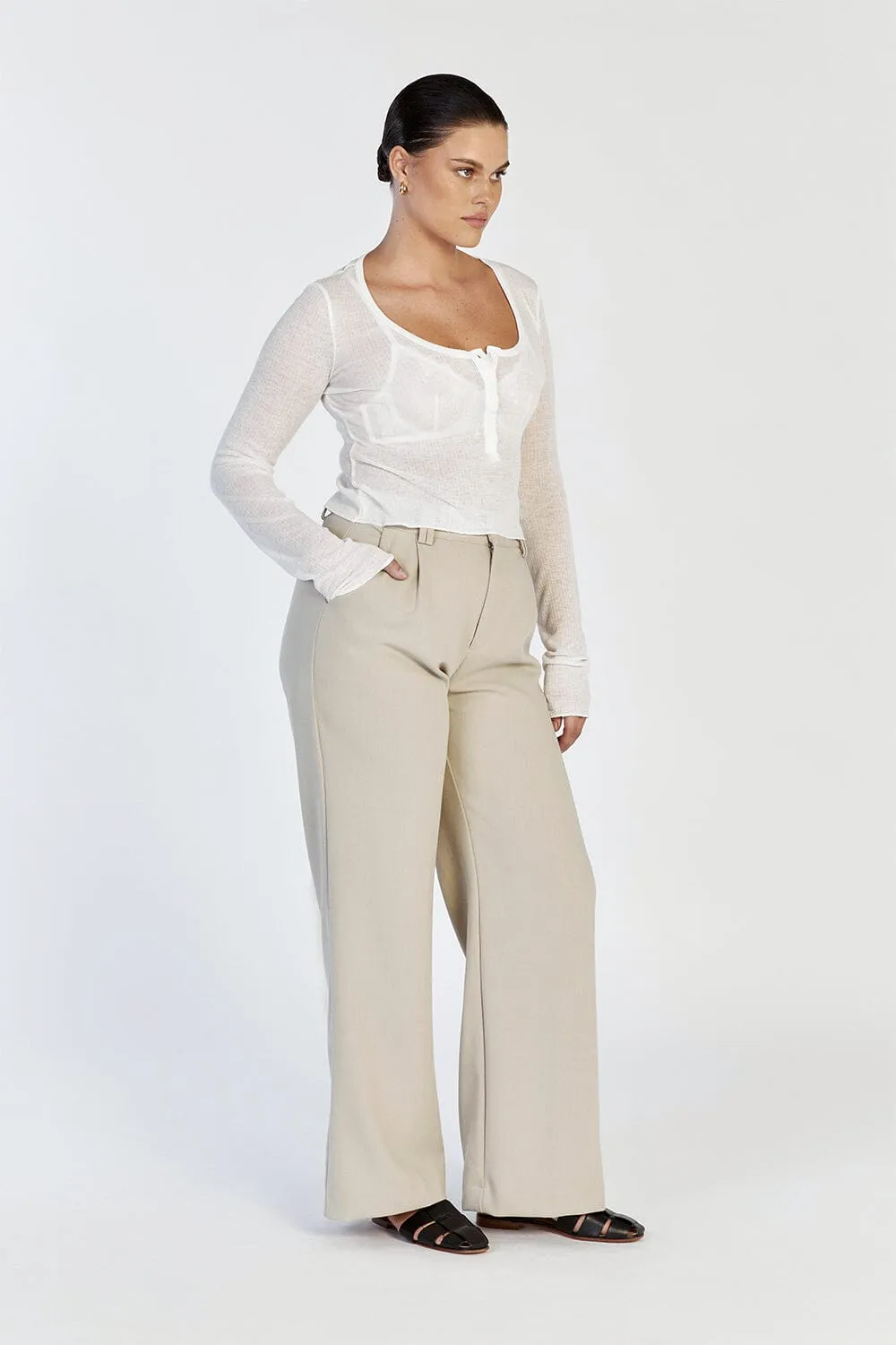 ARDEN OFF WHITE LONG SLEEVE KNIT TOP