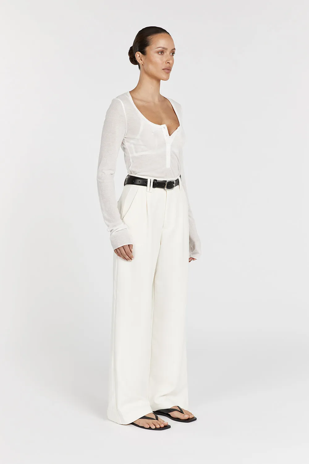 ARDEN OFF WHITE LONG SLEEVE KNIT TOP