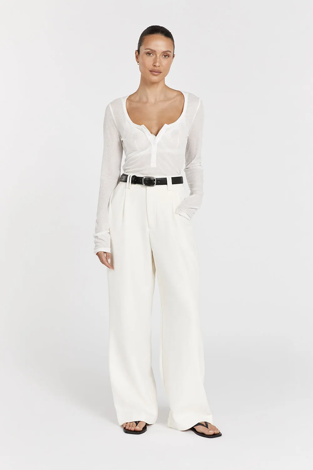 ARDEN OFF WHITE LONG SLEEVE KNIT TOP
