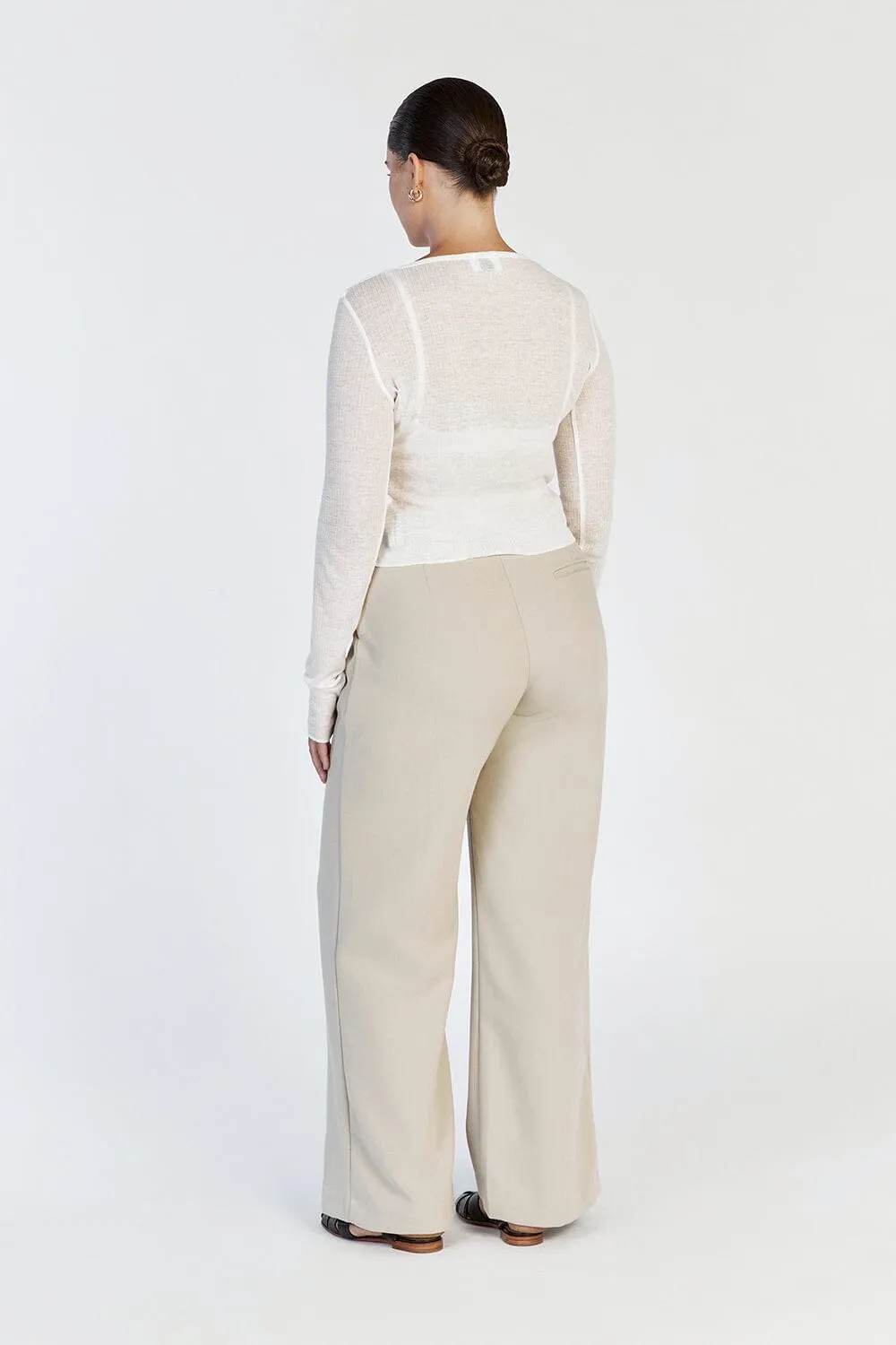 ARDEN OFF WHITE LONG SLEEVE KNIT TOP