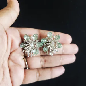 Asha R American Diamond Classic Tops With Rhodium Plating Sage Green