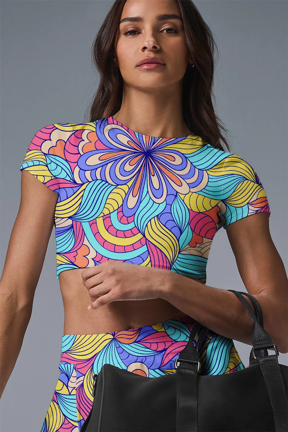 Aurora Bloom Colorful Psychedelic Print Tennis Dress and Skirt Set