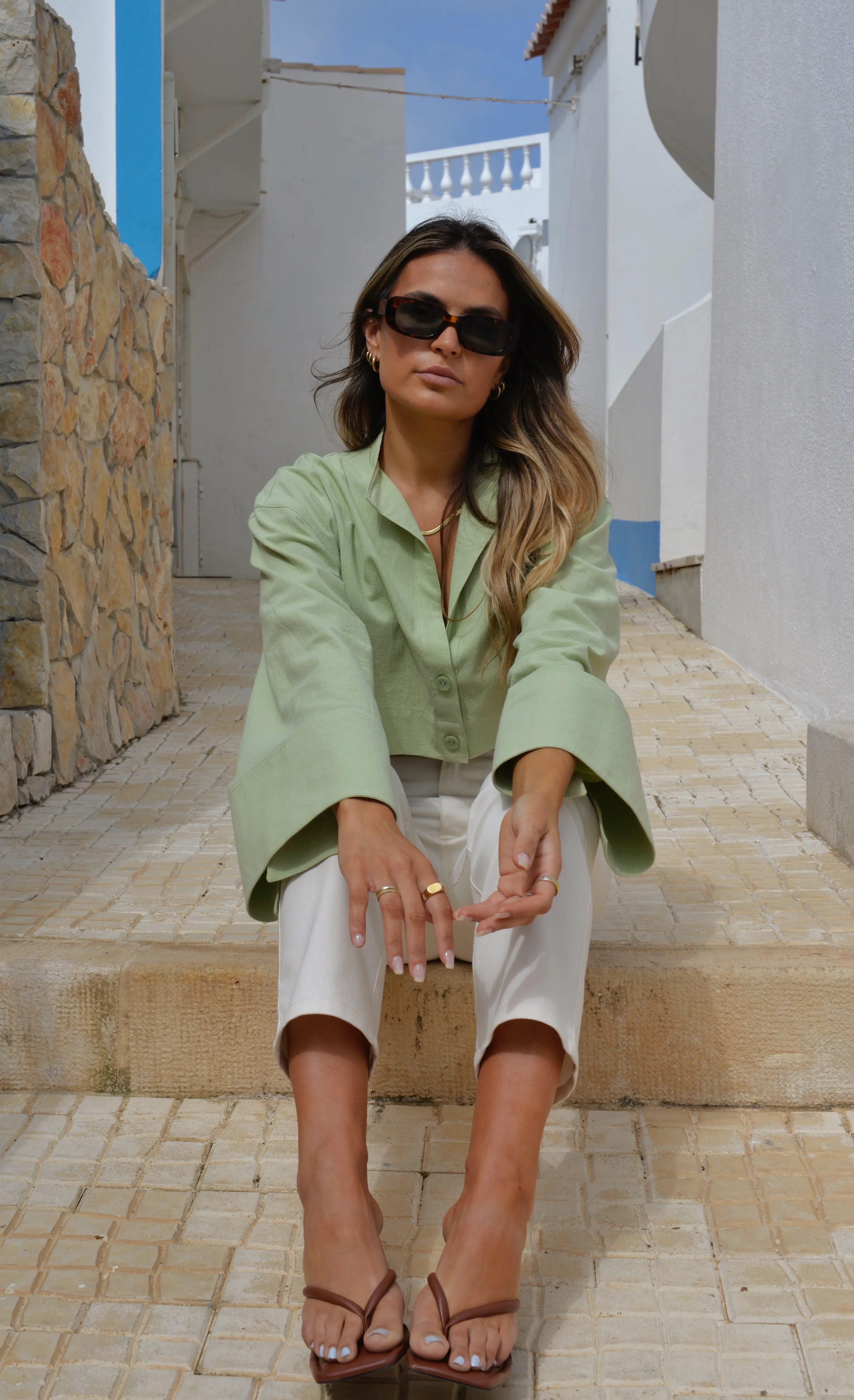 Aurora Cropped Shirt Green