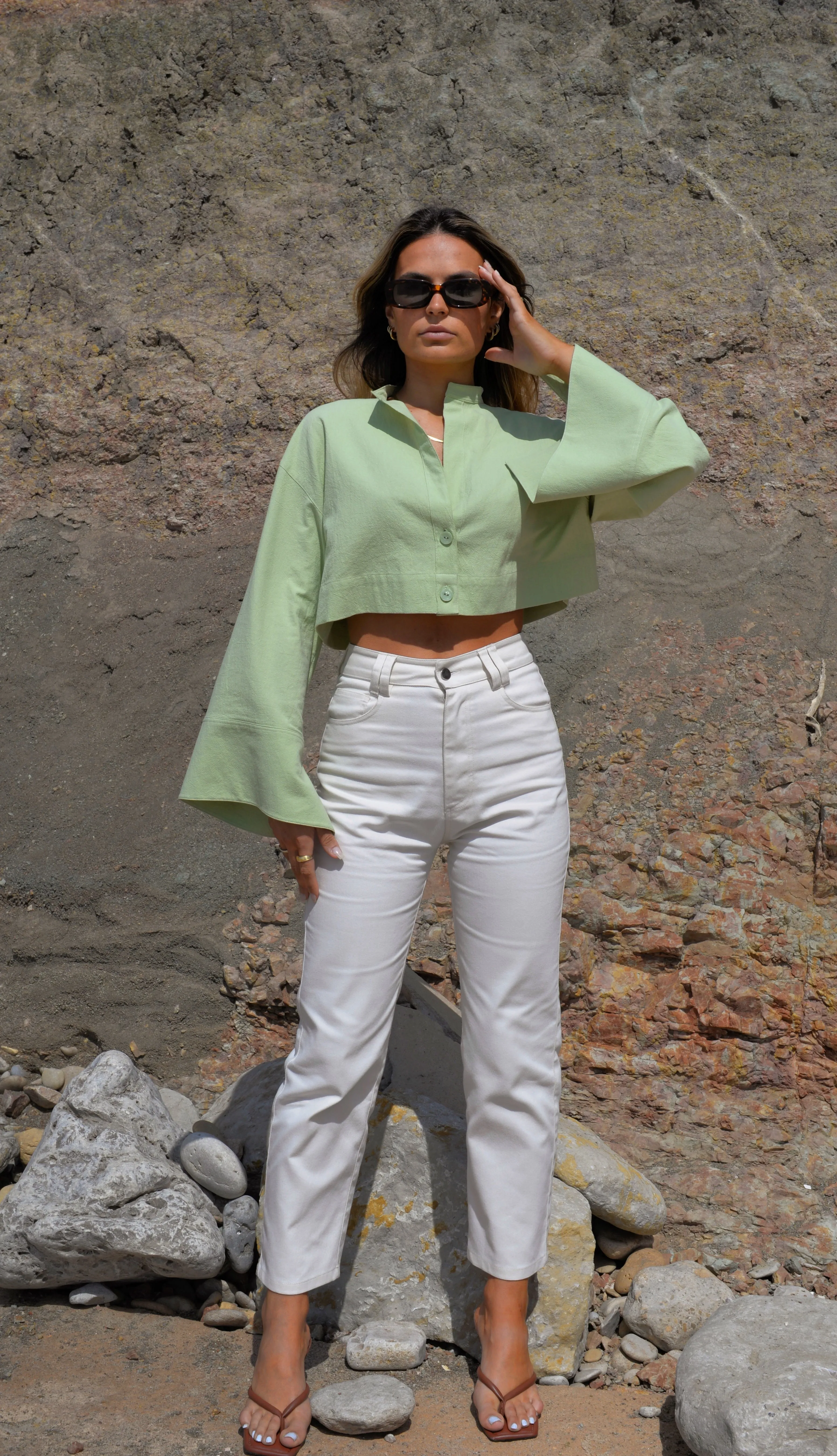 Aurora Cropped Shirt Green