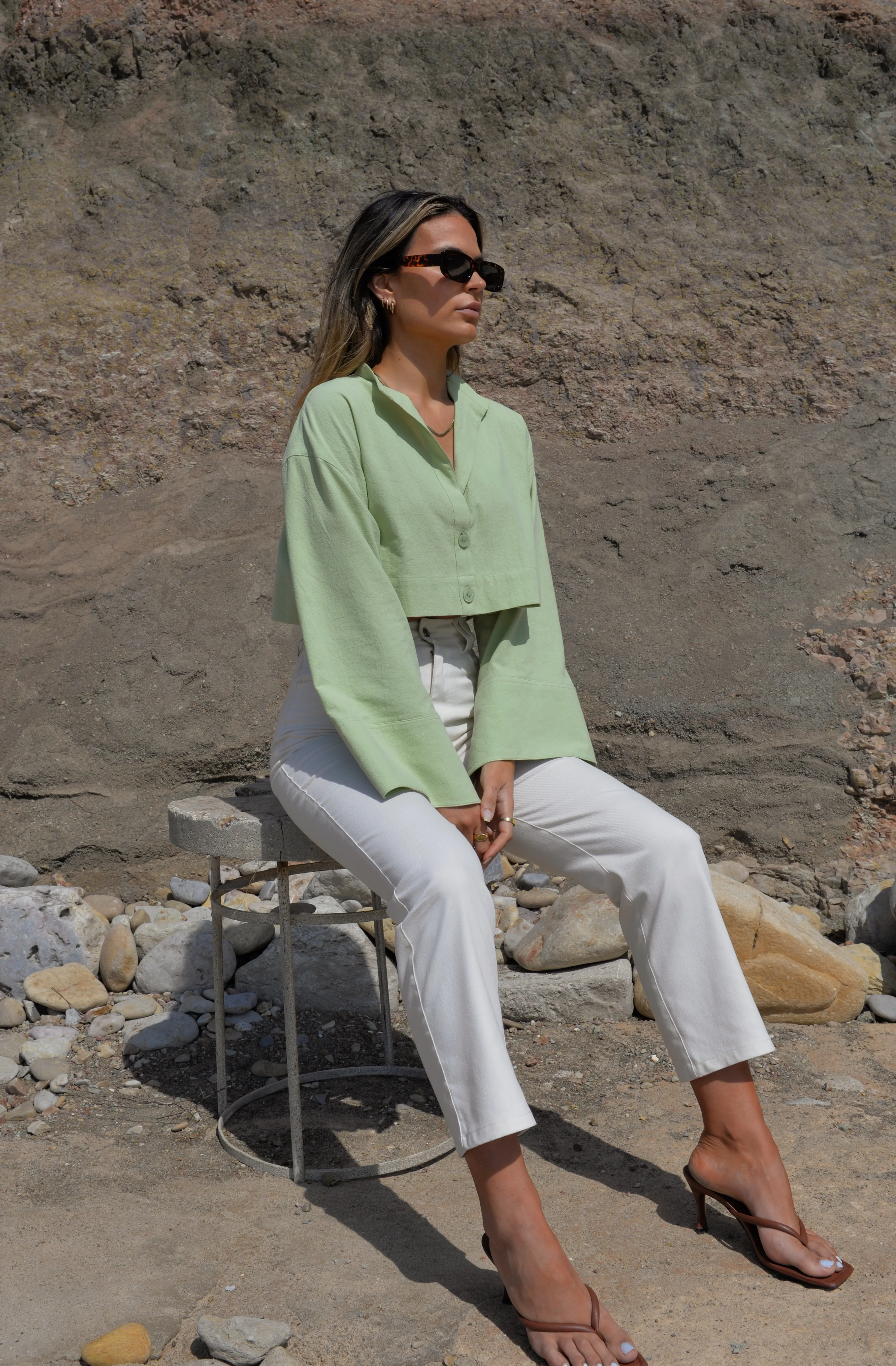 Aurora Cropped Shirt Green