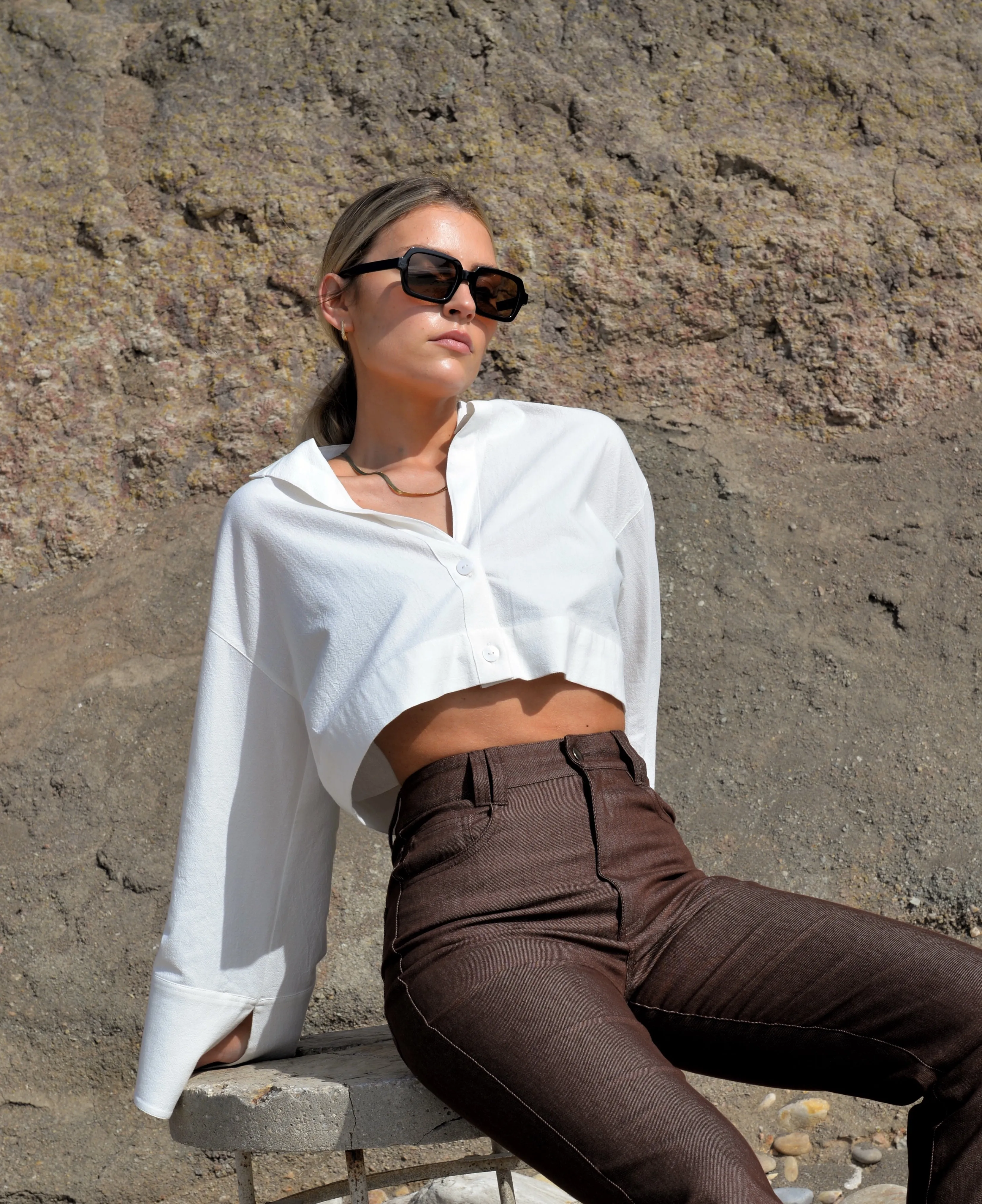 Aurora Cropped Shirt White