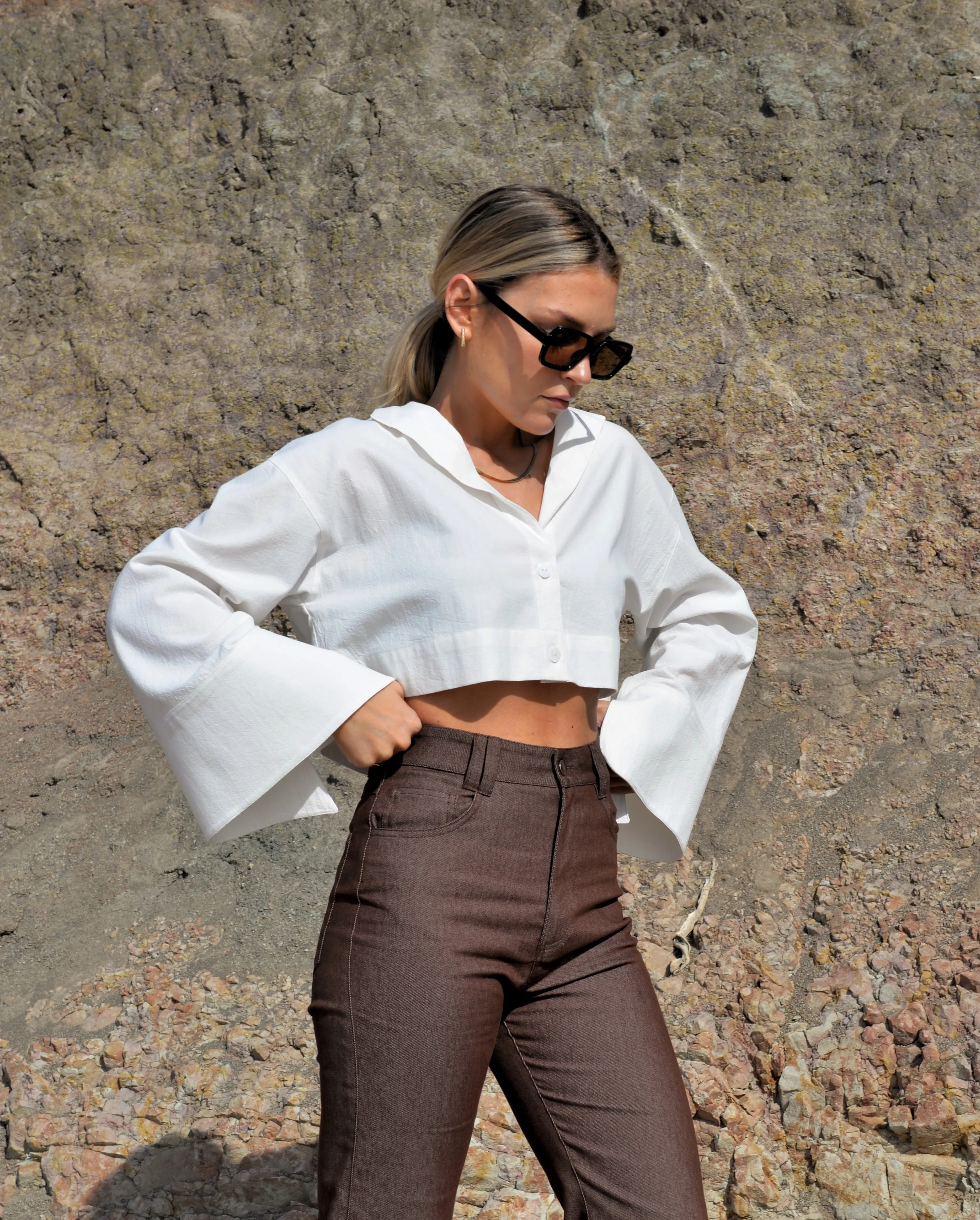 Aurora Cropped Shirt White