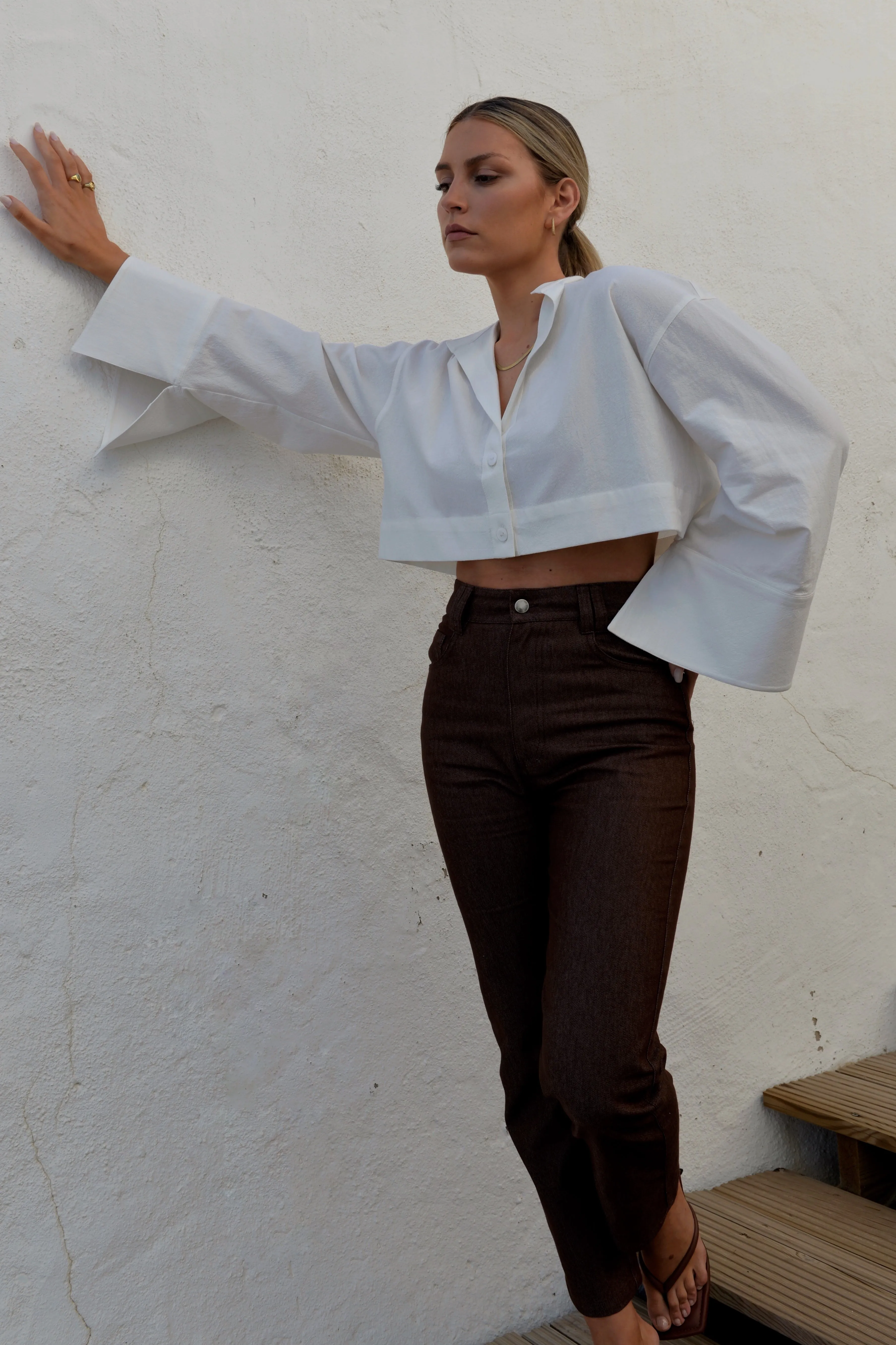 Aurora Cropped Shirt White