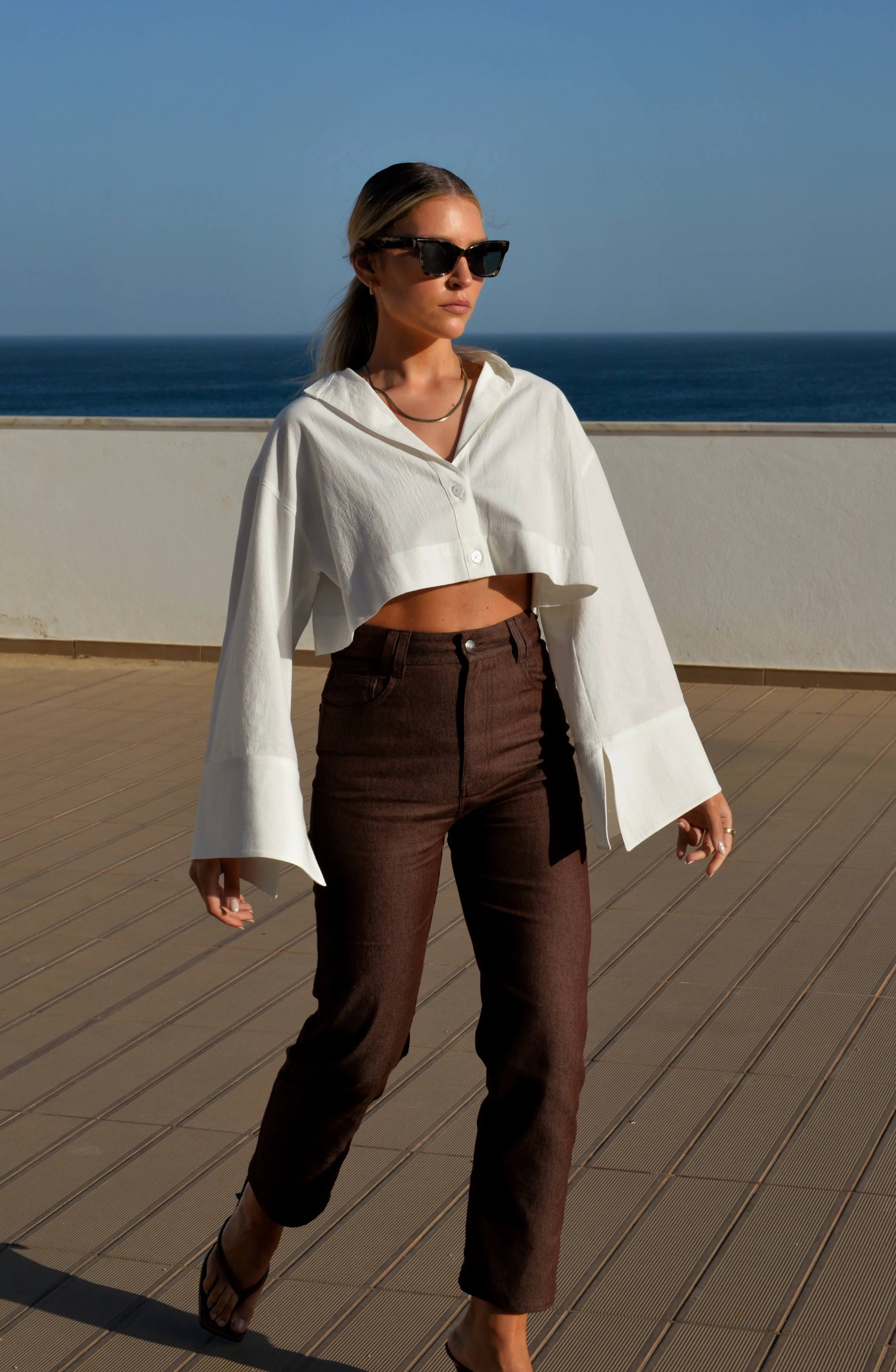 Aurora Cropped Shirt White