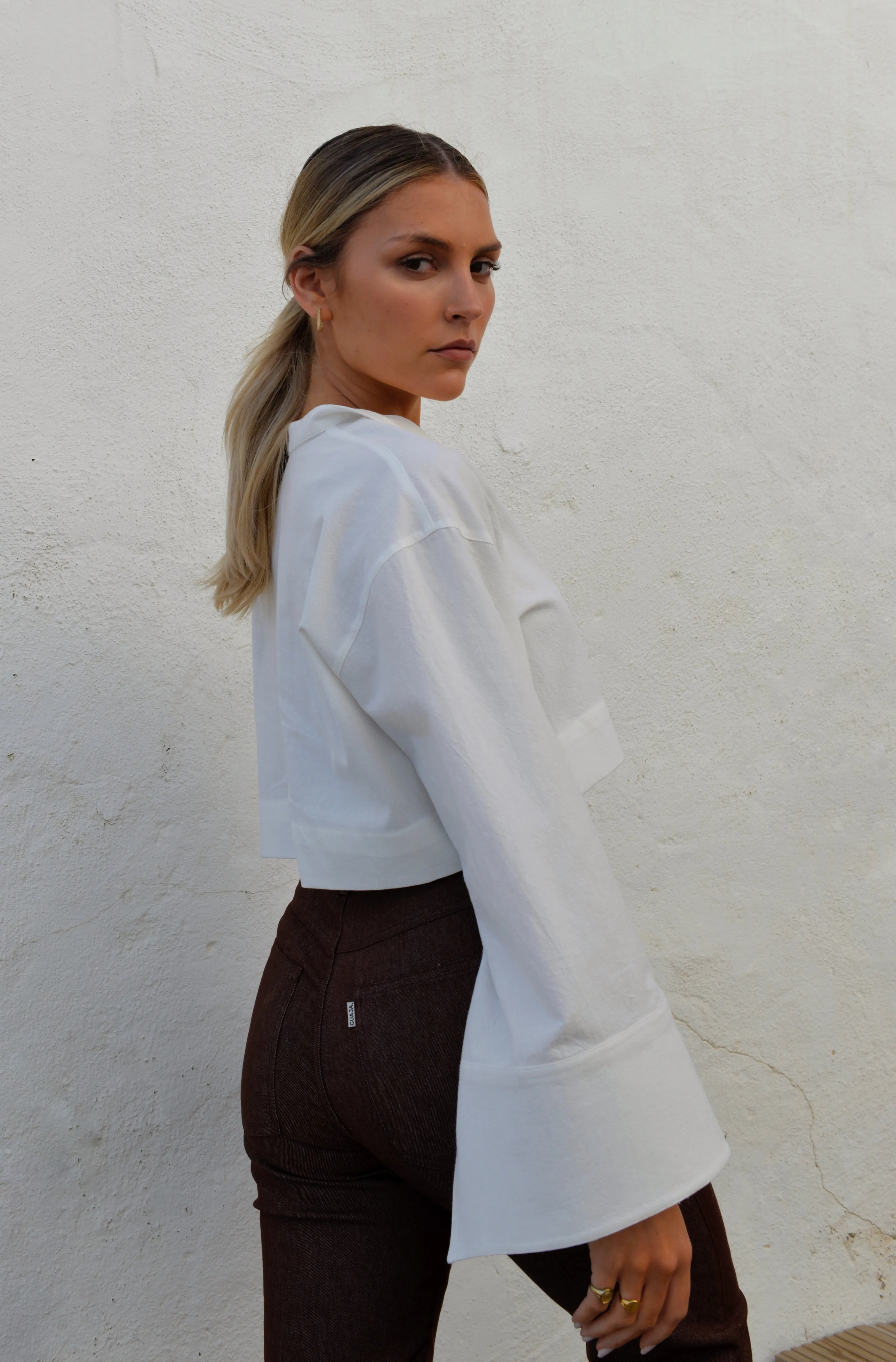 Aurora Cropped Shirt White