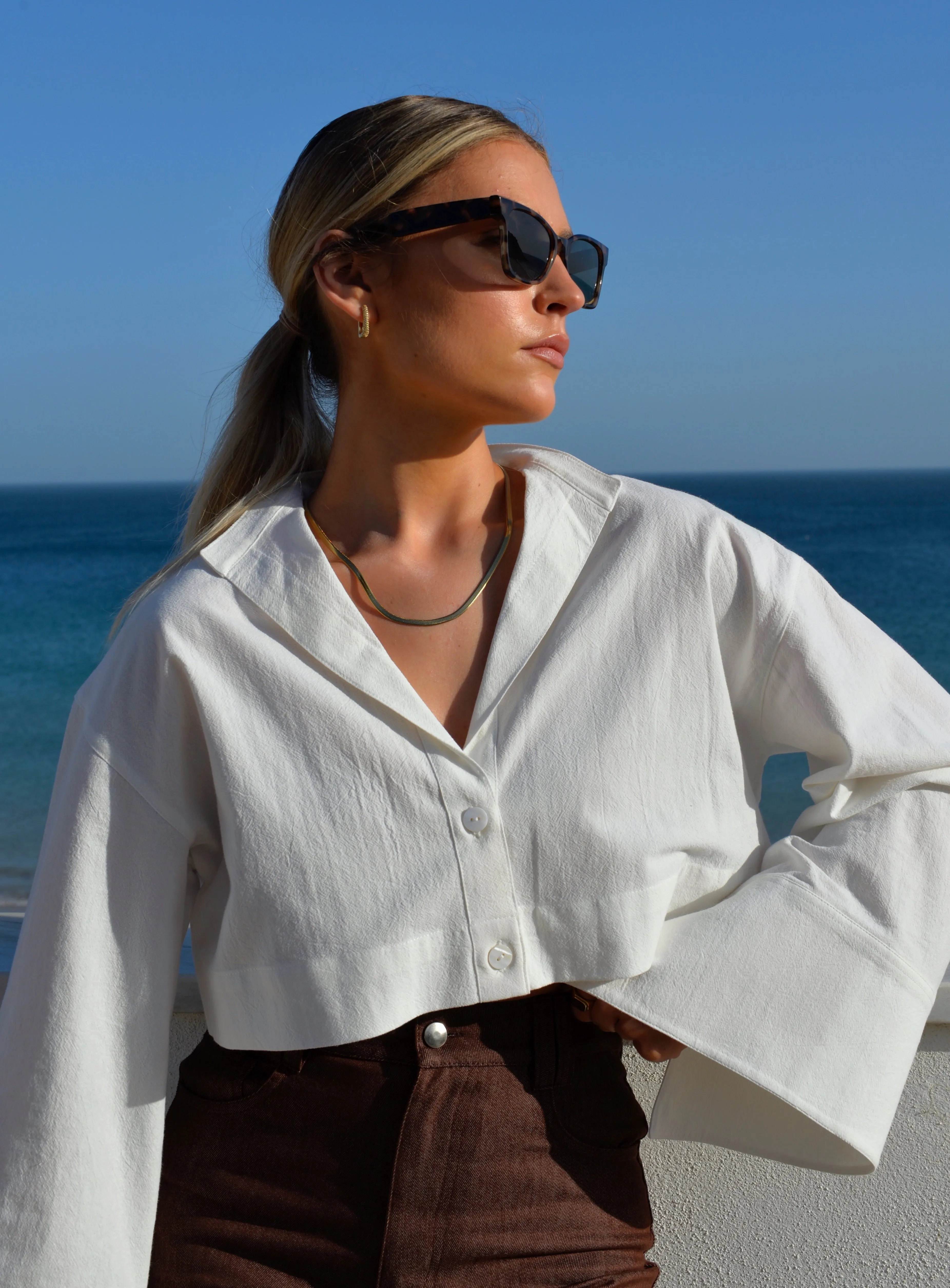 Aurora Cropped Shirt White