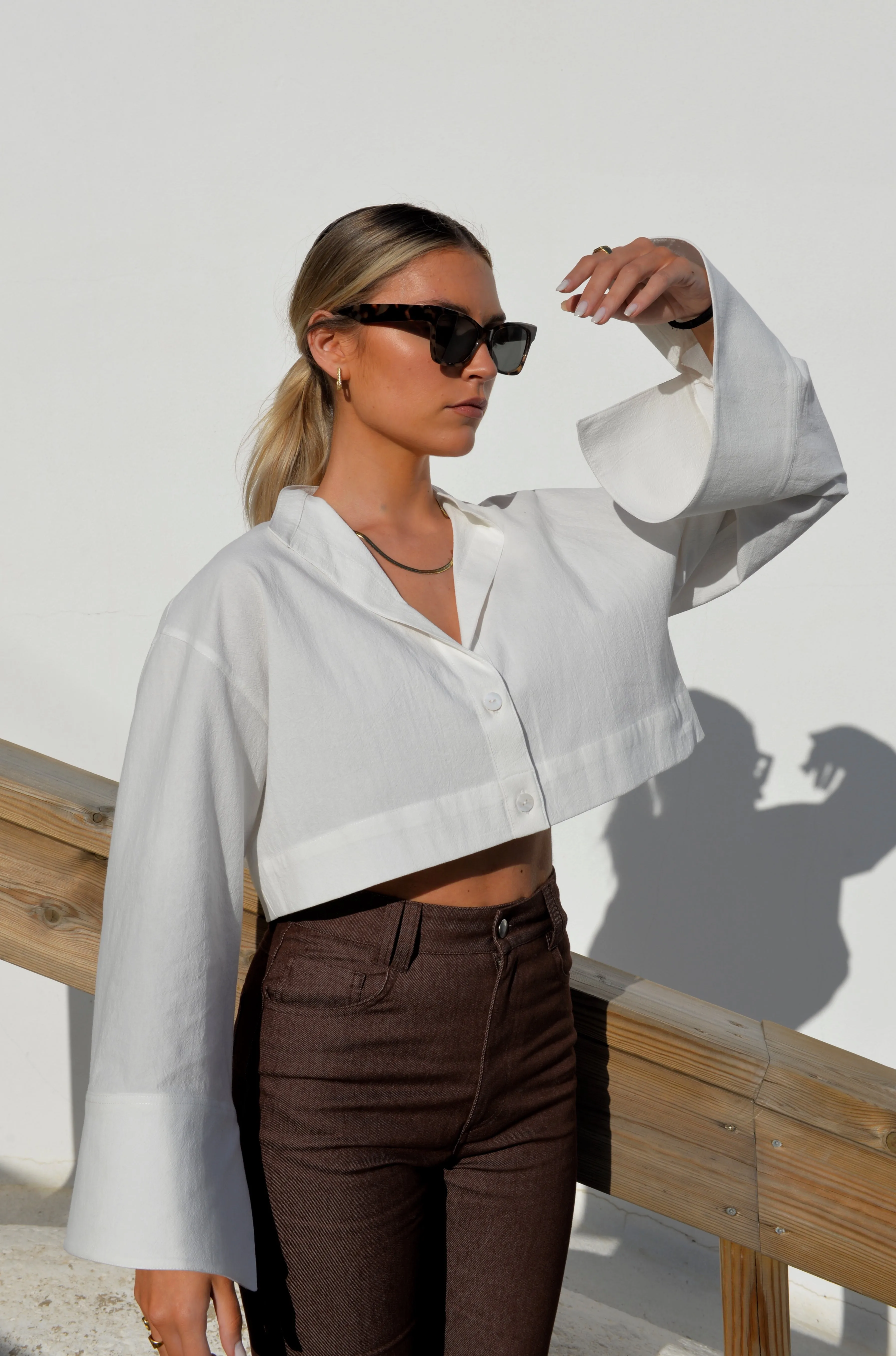 Aurora Cropped Shirt White