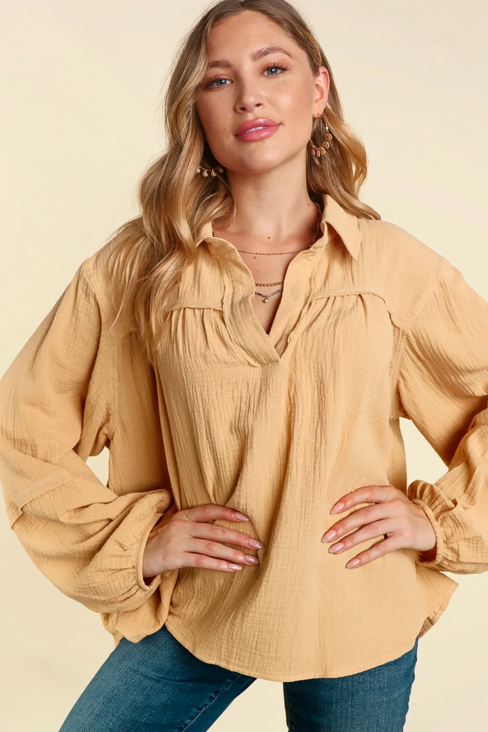 BABY DOLL TOPS IN TAUPE