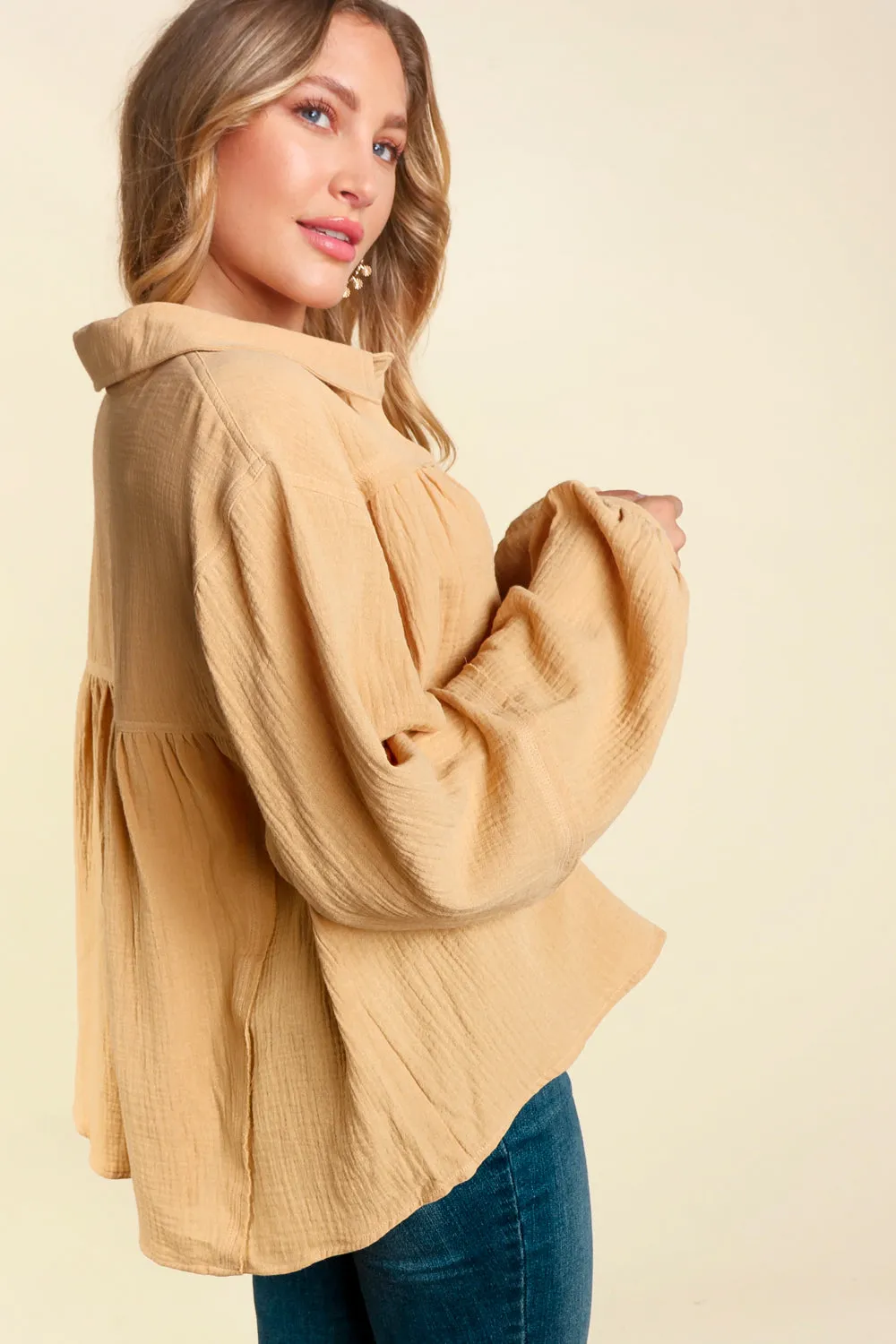 BABY DOLL TOPS IN TAUPE