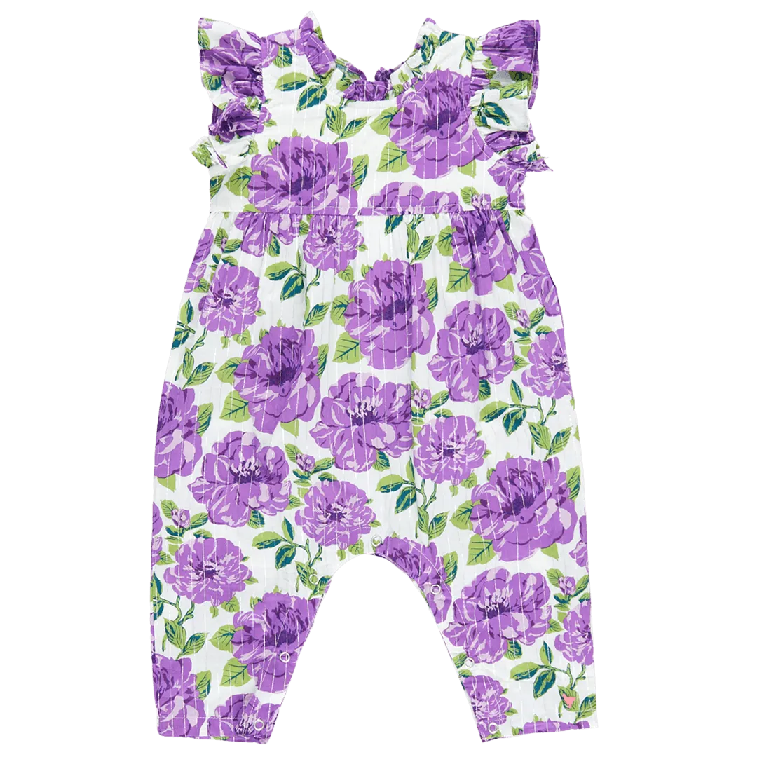 Baby Girl Jumpsuits and Rompers | Jennifer- Purple Peonies | Pink Chicken